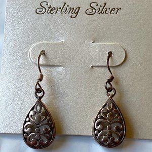Sterling Silver Filigree Drop Earrings NEW